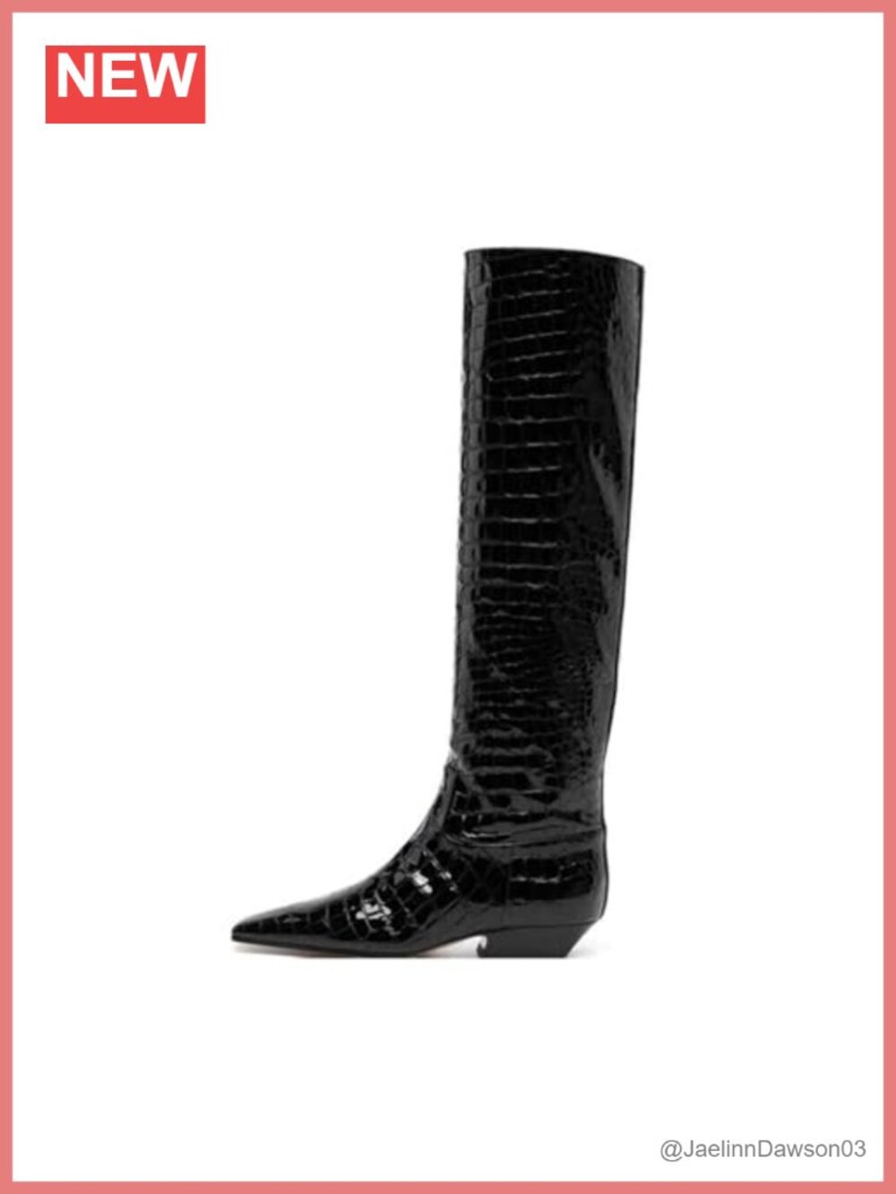 Women's Wide Calf Knee High Boots Square Toe PU Leather Block Heel Slip On